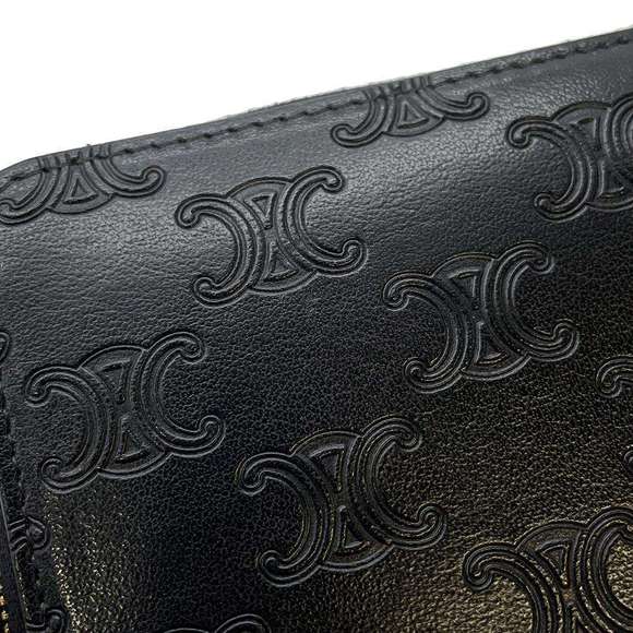 Celine Long Wallet Triomphe Leather Black - Picture 7 of 14